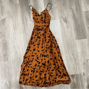 Burnt Orange / Black Dress - Full-Length - Spaghetti Strap - LeiLei